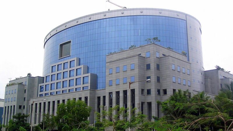 Modern glass office building in a Mumbai business district
