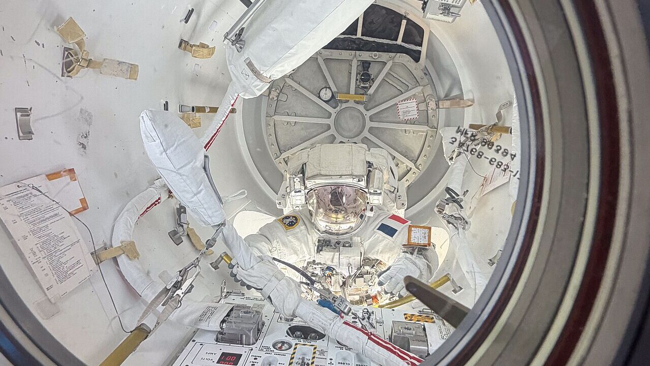 View through an International Space Station window module