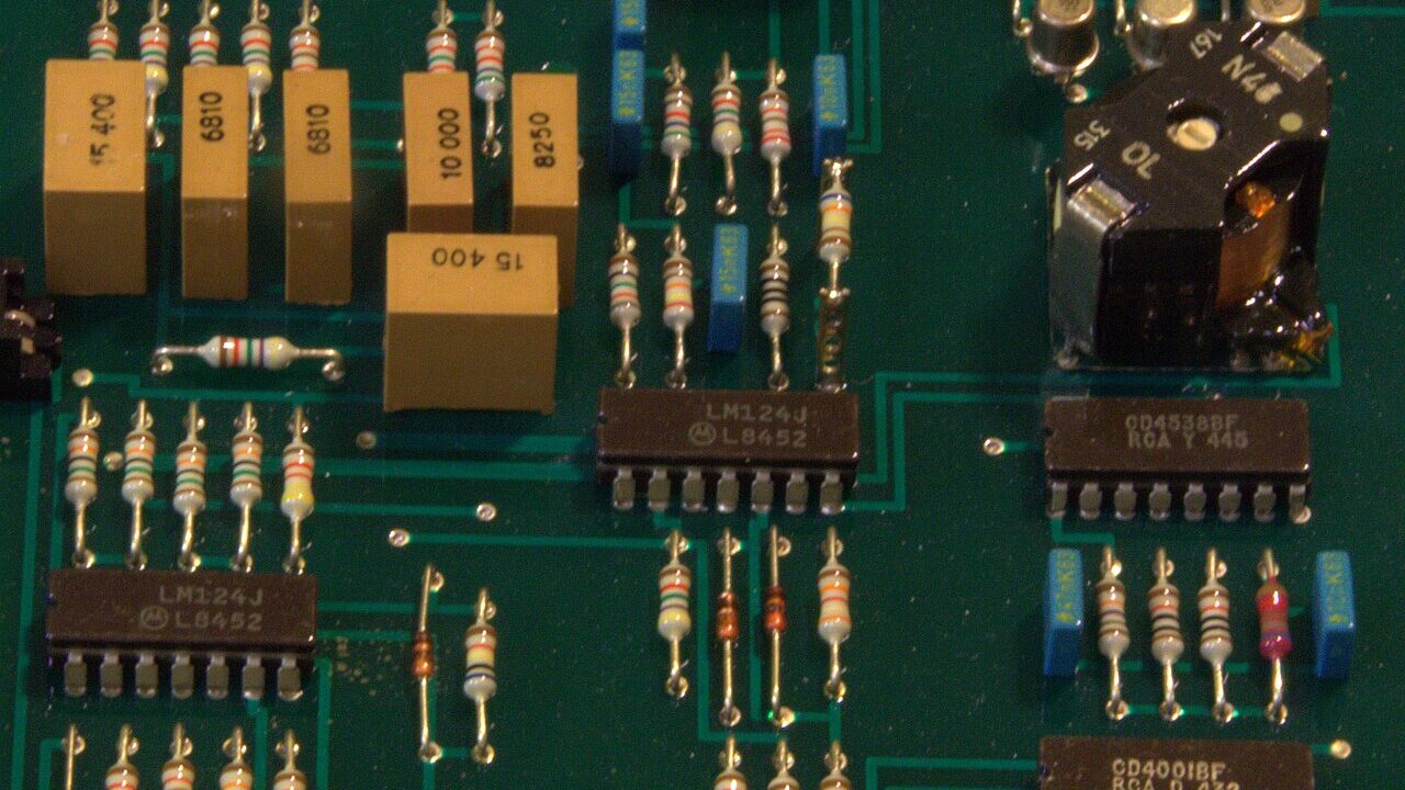 Close view of a printed circuit board