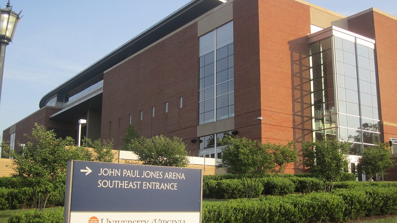 University basketball arena building exterior