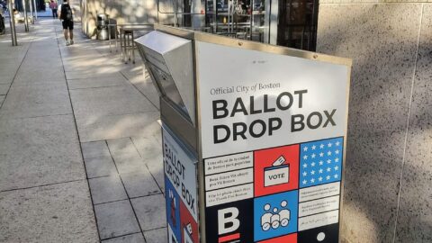 Official ballot drop box for voters casting early ballots in an election